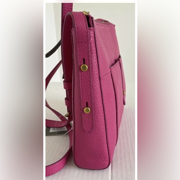 New Fossil Jenna Top Zip Crossbody handbag Like Style Leather Berry - Picture 5 of 7